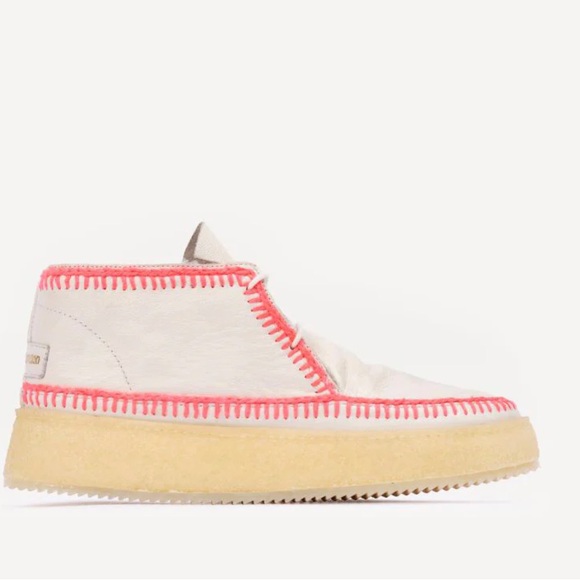 Free People NEW Shenje Low Platform Chukka Boots Milk Neon Pink FUN❤️🙏💗